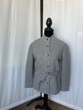 Vintage Garé Gray Wool Tie-Waist Jacket